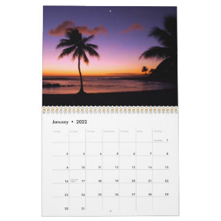 Calendrier de Kauai, Hawaii Sunsets & Sunrises