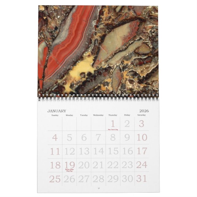 Calendrier de la collection Rock & Gem (Jan 2026)