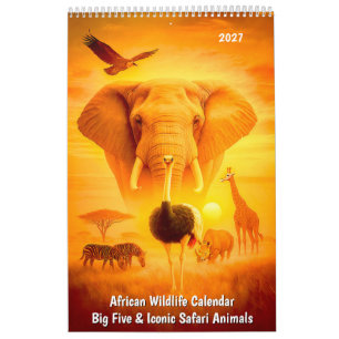 Calendrier de la faune africaine – Big Five et icô