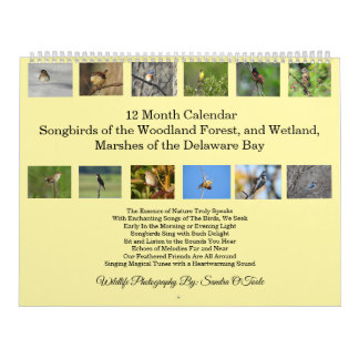 Calendrier de la faune, oiseaux chanteurs, oiseaux