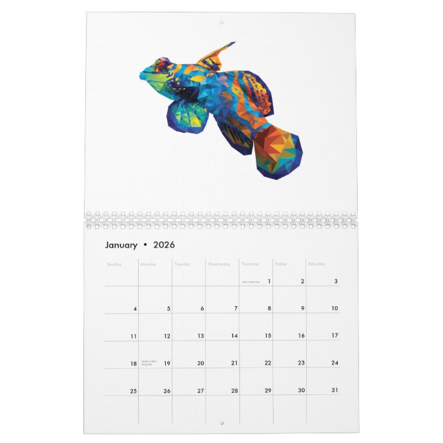 Calendrier de l'animal 2015 de récif (Jan 2026)