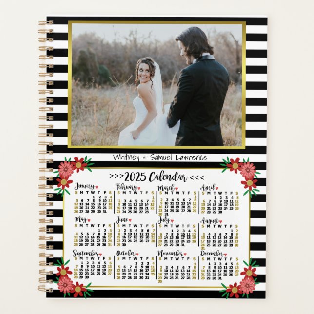 Calendrier de l'année 2025 Preppy Floral Stripes | (Devant)