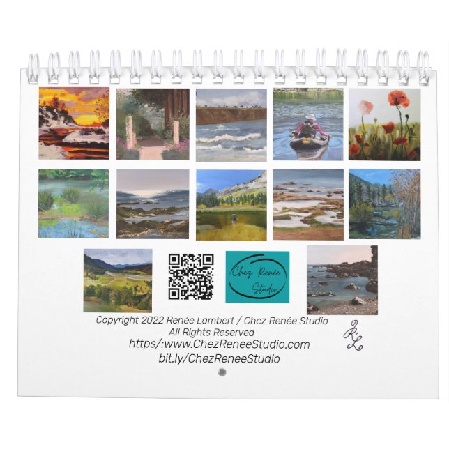 Calendrier de l'artiste - Paysages et paysages mar (Dos)