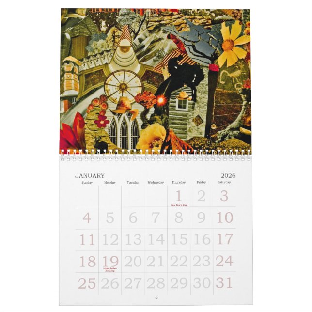 Calendrier de mois des expressions -12 de collage (Jan 2026)