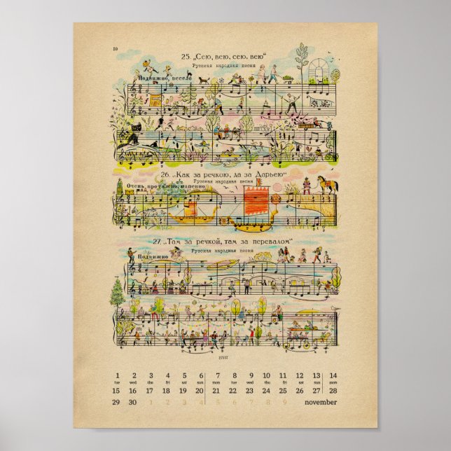 Calendrier de novembre 2022 Poster Happy Notes (Devant)