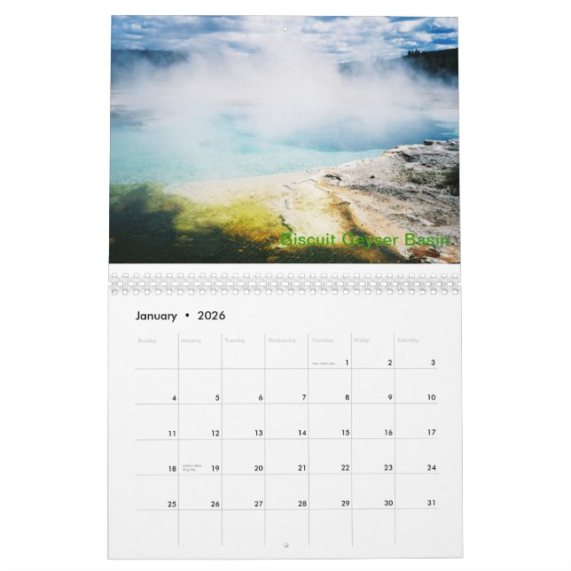 Calendrier de parc national de Yellowstone (Jan 2026)