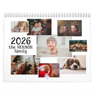 Calendrier de photos de famille 2026 avec 12 photo