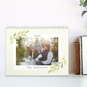 Calendrier de photos de famille à la verdure à l'a