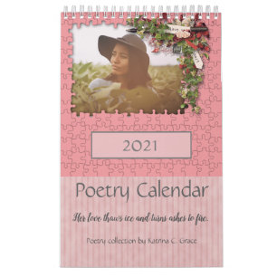 Calendrier de poésie à thème de la floraison rose