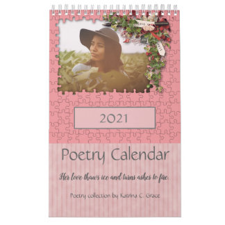 Calendrier de poésie à thème de la floraison rose 