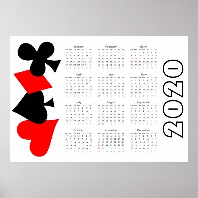 Calendrier de poker 2020 Poster (Devant)