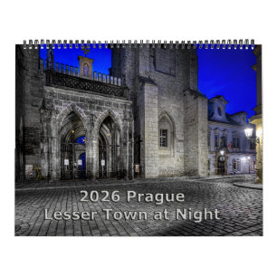 Calendrier de Prague Lesser Town la nuit 2026