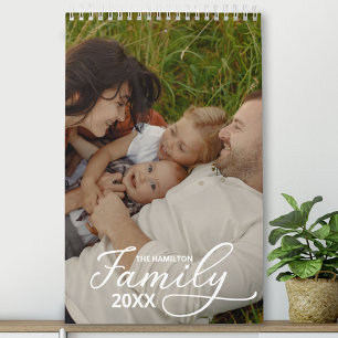 Calendrier de script chic de photo personnalisée d