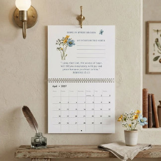 Calendrier de verset biblique 2027 avec fleur sauv