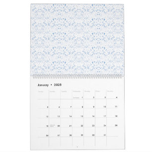 Calendrier Délicat, motif bleu clair répétant sur