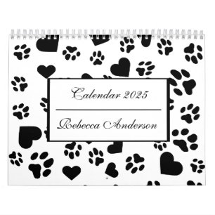 Calendrier d'Empreinte de patte de chat noir perso