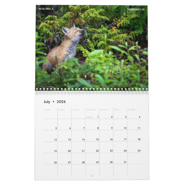 Calendrier des 12 mois du Nord-Ouest de la Colombi (Jul 2026)