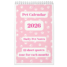 Calendrier des animaux de compagnie 2026