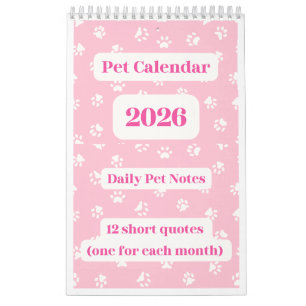 Calendrier des animaux de compagnie 2026