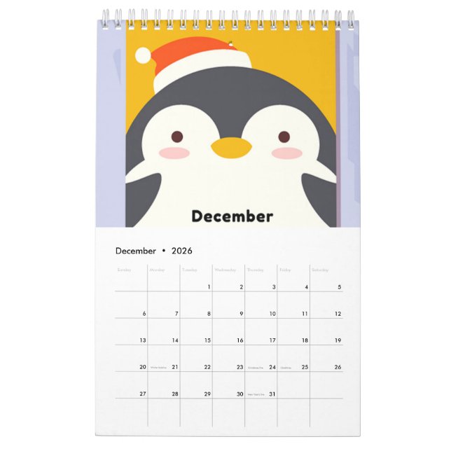 Calendrier des animaux de Cute Kawaii 2021 (Dec 2026)
