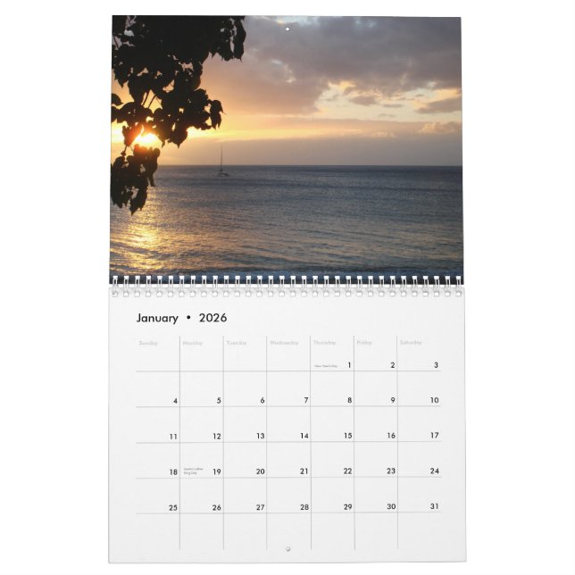 Calendrier des couchers du soleil 2009 d'océan (Jan 2026)