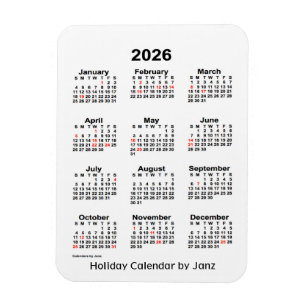 Calendrier des Fêtes Blanches 2026 par Janz Magnet