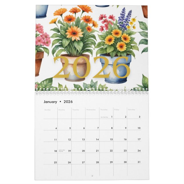 Calendrier des fleurs 2026 (Jan 2026)