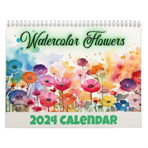 Calendrier des fleurs aquarelles