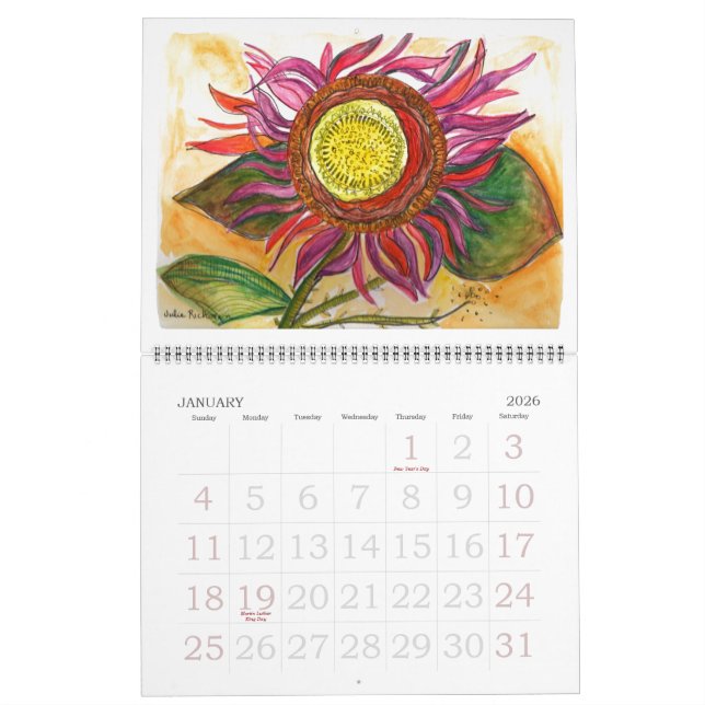 Calendrier des fleurs artistiques (Jan 2026)