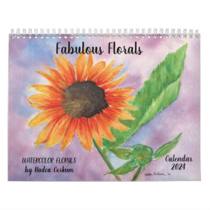 Calendrier des fleurs d'aquarelle
