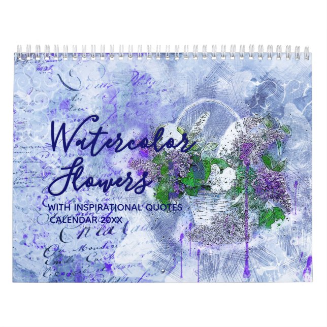 Calendrier des fleurs d'aquarelle avec citations d (Protection)
