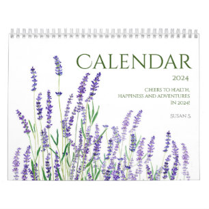 calendrier des fleurs d'aquarelle bleu et violet 2