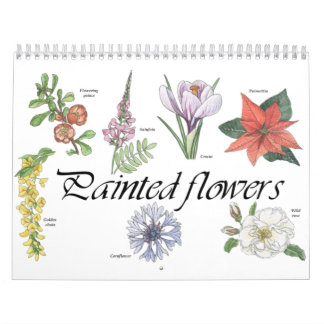 Calendrier des fleurs peintes avec dessins botaniq