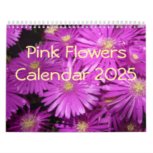 Calendrier des Fleurs roses 2025 avec grand nombre