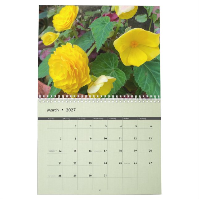 Calendrier des jardins de Tollerton 2024 pour l'En (Mar 2027)