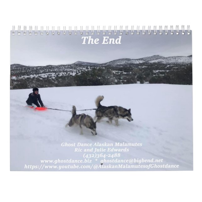 Calendrier des Malamutes de l'Alaska pour la danse (Dos)