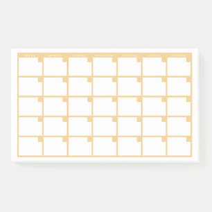 Calendrier des notes post-it jaunes non datées