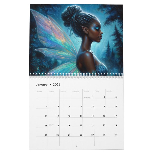 Calendrier des oeuvres d'art pour filles noires (Jan 2026)