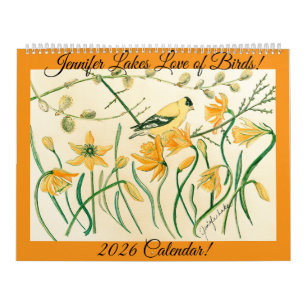 Calendrier des oiseaux 2026 de l’artiste Jennifer 