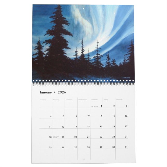 CALENDRIER DES PAYSAGES par ARTISTE RICK GALLANT (Jan 2026)
