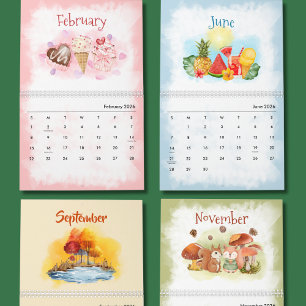 Calendrier des saisons à l'aquarelle