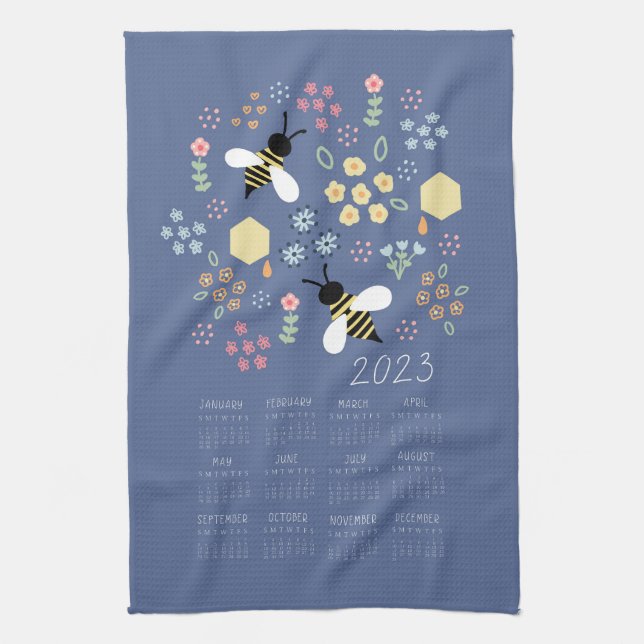 Calendrier des serviettes de thé 2023 Miel Bee Flo (Vertical)