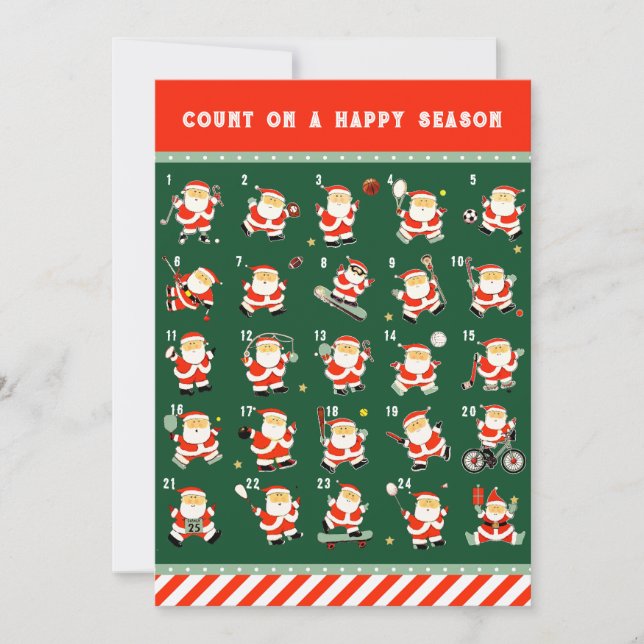 Calendrier des sports de Noël Cartes de fin de ann (Devant)