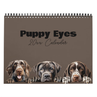 Calendrier des yeux de chiot de chien mignon
