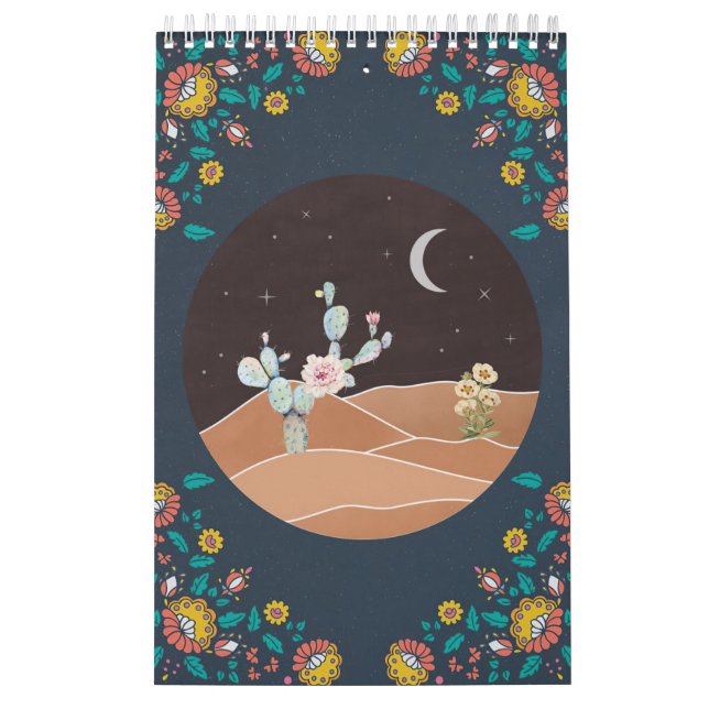 Calendrier Désert De Cactus Et Fleurs (Protection)