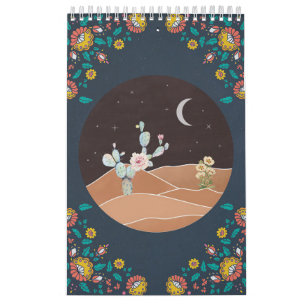 Calendrier Désert De Cactus Et Fleurs