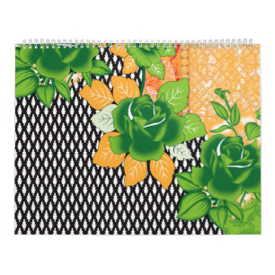 Calendrier design d'un mur vert et jaune suspendu