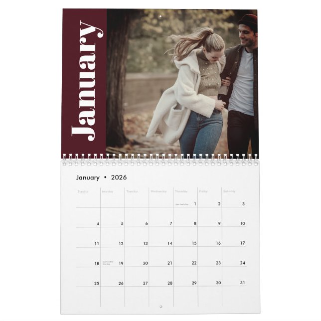 Calendrier Design et moderne 2024 Famille Photo personnalisée (Jan 2026)
