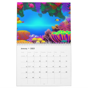Calendrier Dessin de récif de corail fluorescent Extraordinai