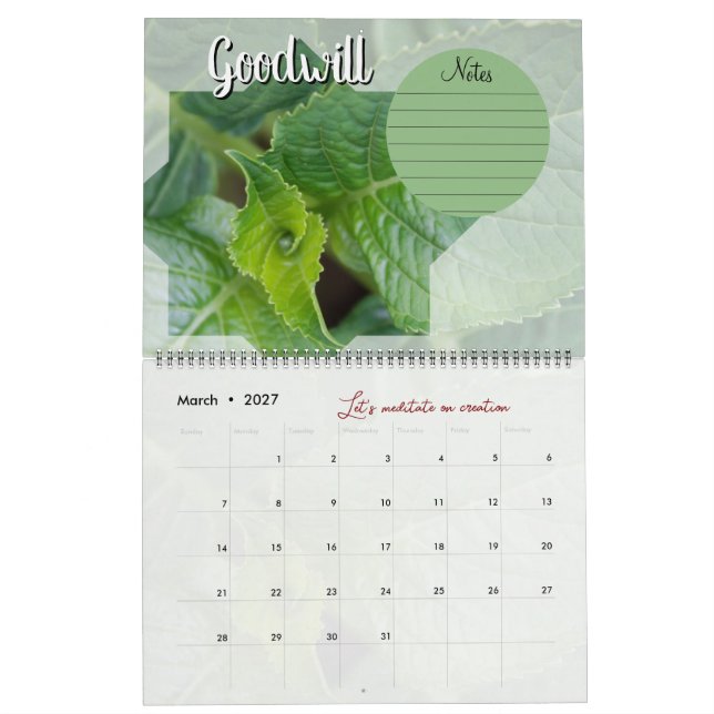 Calendrier Dieu méditation : étoile, mots & notes  (Mar 2027)